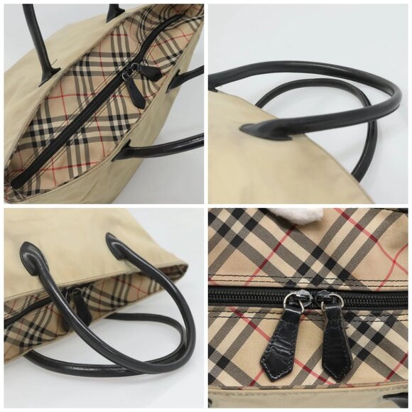 Burberrys Blue Label Tote Bag Nylon Beige Silver Auth ti3066 - Picture 16 of 16